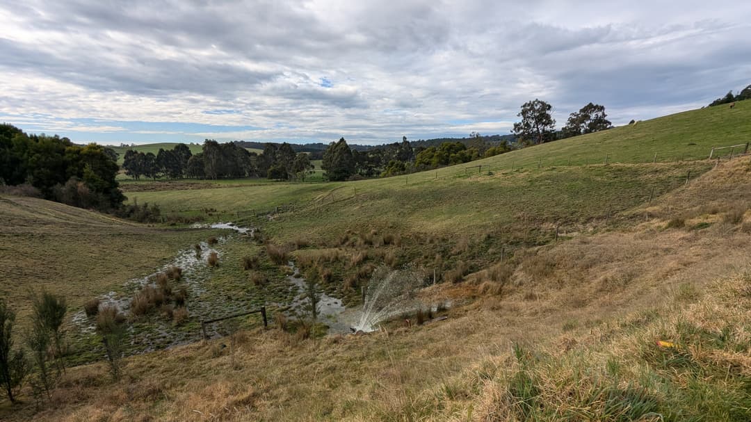 A view of the height of the water spout and the impact to the neighbouring paddock