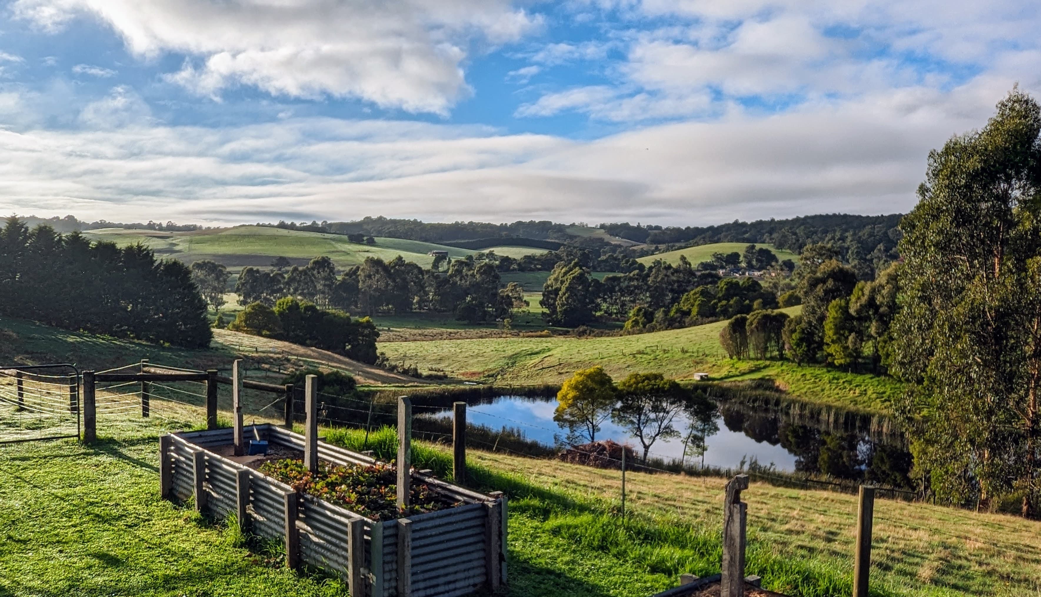 The beautiful view from our new patio down the valley in West Gippsland